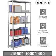 Стеллаж металлический BRABIX 'MS KD-195/40-5', 1950х1000х400 мм, 5 полок, сборная стойка, 291119, S240BR244502