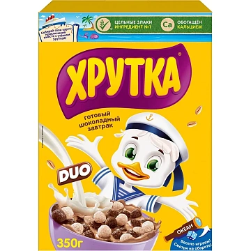 Готовый завтрак Хрутка Duo шоколадный, 350г, коробка