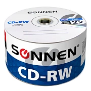 Диск CD-RW SONNEN 700 Mb 4-12x Bulk (термоусадка без шпиля), КОМПЛЕКТ 50 шт., 512578