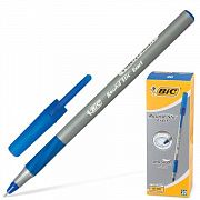 Ручка шариковая с грипом BIC 'Round Stic Exact', СИНЯЯ, корпус серый, узел 0,7 мм, линия письма 0,28