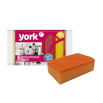Губка для мытья посуды York Maxi 10х7х2.9см, 5шт/уп