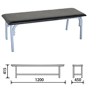 Банкетка без спинки 'Астрид', 1200х450х415 мм, серый каркас, кожзам черный