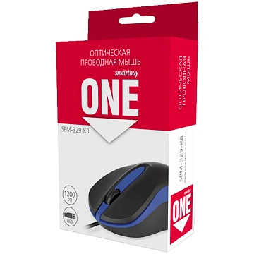 Мышь Smartbuy ONE 329, USB, черный, синий, 2btn+Roll