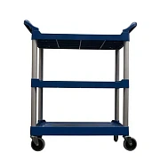 Тележка сервисная Rubbermaid г/п 90.7кг, 3 яруса, открытая, синяя, FG342488DBLUE