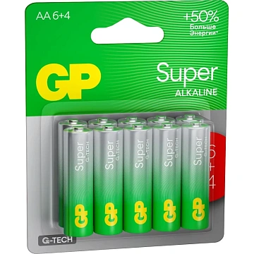 Батарейка GP Super AA/LR6 15A6/4-2CR10/GP15AA216/4-2CRSBC10 10шт/уп (6+4)