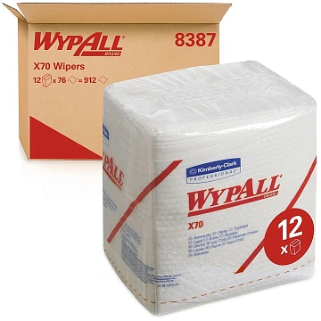 Протирочные салфетки Kimberly-Clark WypAll Х70 8387, листовые, 76шт, 1 слой, белые