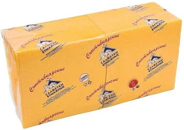 Салфетки сервировочные Roshy 33х33см, желтые, 2 слоя, 200шт