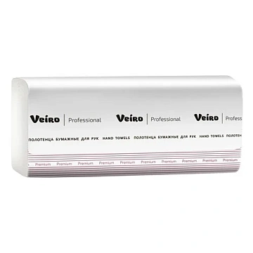 Бумажные полотенца Veiro Professional Premium KZ312, листовые, белые, Z укладка, 200шт, 2 слоя, растворимые