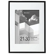 Рамка 21х30 см с паспарту 15х21 см небьющаяся, багет 5 мм, пластик, BRAUBERG 'Smart', черная, 391280
