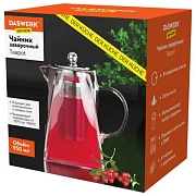 Чайник заварочный 950 мл, жаропрочное стекло, металлическая колба-заварник, DASWERK (ДАСВЕРК), 60864