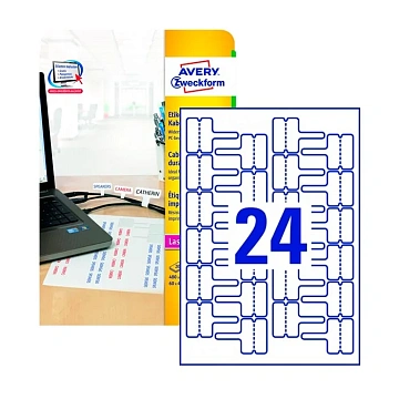 Этикетки для кабелей и проводов Avery Zweckform L7950-20, белые, 60х40мм, 24шт на листе А4, 20 листов