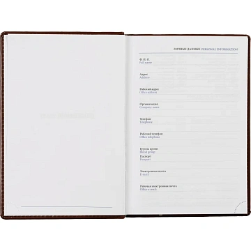 Ежедневник недатированный коричн, А5, 148x218, 352стр, Agenda