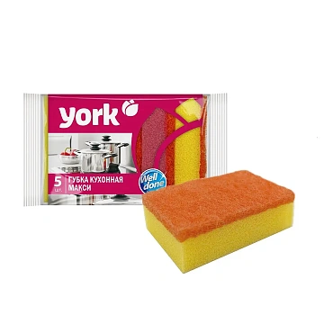 Губка для мытья посуды York Maxi 10х7х2.9см, 5шт/уп