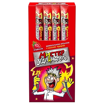 Жевательная резинка Канди клаб Мистер удлинитель клубника, 18г