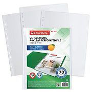 Папки-файлы перфорированные А4 BRAUBERG 'EXTRA 700', КОМПЛЕКТ 50 шт., матовые, ПЛОТНЫЕ, 70 мкм, 2296