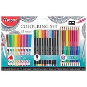 Набор для творчества MAPED 'Colouring Set', 10 фломастеров, 10 капиллярных ручек, 12 двусторонних цв