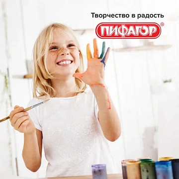 Кисти ПИФАГОР, набор 5 шт. (ПОНИ: круглые № 1, 4; КОЗА: круглые № 3, 6; ЩЕТИНА: плоская № 4), пакет