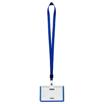 Бейдж горизонтальный OfficeSpace, 67*100мм (размер вставки 55*90мм), школьный синий, с клипом на син