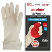 Перчатки МНОГОРАЗОВЫЕ латексные LAIMA 'ULTRA' СВЕРХПРОЧНЫЕ, бежевые, размер L (большой), вес 96 г, 700548