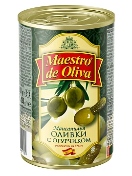 Оливки Maestro de oliva с огурчиком, 300г