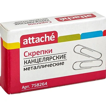 Скрепки металлические без. покрытия,28 мм, негофрирован.,100шт/уп