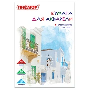 Папка для акварели А4, 210х297 мм, 20 листов, 180 г/м2, ПИФАГОР, 'Домики', ГОСТ 7277-77, 126966