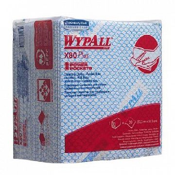 Протирочные салфетки Kimberly-Clark WypAll Х80 Plus 19139, листовые, 30шт, синие