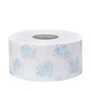 Туалетная бумага Merida TB2408 в рулоне, Топ Принт Мини, 2 слоя, 170м, белая с бирюзовым рисунком, 12шт/уп