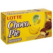 Печенье Lotte Choco-Pie банан, 168г, 6шт/уп