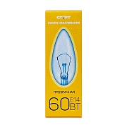 Лампа накаливания Старт E14 60W 230V свеча ДС прозрачная