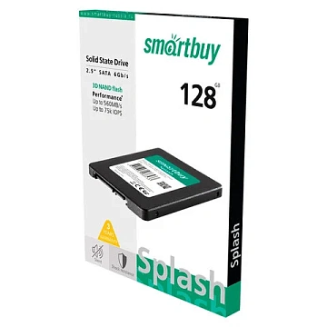 Твердотельный накопитель SSD SMARTBUY Splash 128GB, 2,5', SATA III, черный, SBSSD-128GT-MX902-25S3