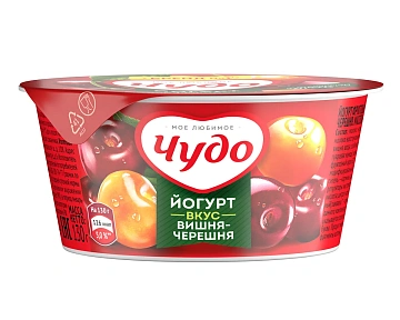 Йогурт фруктовый Чудо вишня-черешня 2%, 130г