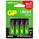 Батарейка Gp Ultra Plus AA LR06, 1.5В, алкалиновая, 4шт/уп