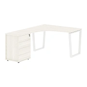 Стол эргономичный с тумбой EVCET 1318(L) Ясень Траун/Белый 1360х1880х750 EDIS