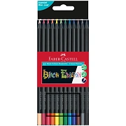 Карандаши цветные Faber-Castell 'Black Edition', 12цв., трехгран., черное дерево, заточен., картон.