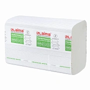 Полотенца бумажные 200 шт., LAIMA (H2) ADVANCED WHITE, 2-слойные, белые, КОМПЛЕКТ 20 пачек, 24х21,5