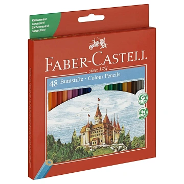 Карандаши цветные Faber-Castell 'Замок', 48цв., шестигр.,заточ., картон, европодвес