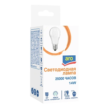 aro Лампа светодиодная E27 4000K Led 14Вт груша