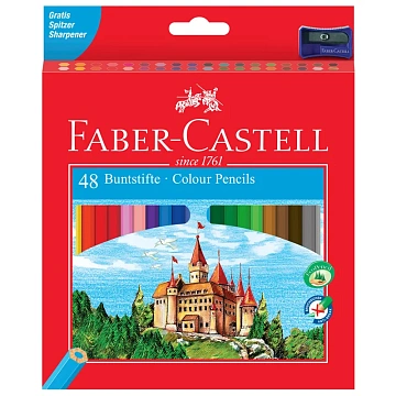 Карандаши цветные Faber-Castell 'Замок', 48цв., шестигр.,заточ., картон, европодвес