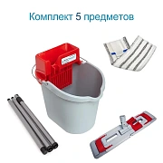 Комплект для уборки пола Росмоп Кваттро 10л, моп микрофибра, сборная ручка с резьбой 120см, красный