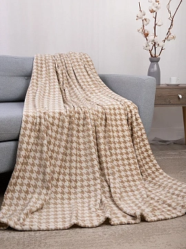 Плед Tessolo Home Пье-де-Пуль микровелюр бежевый, 150 x 200см
