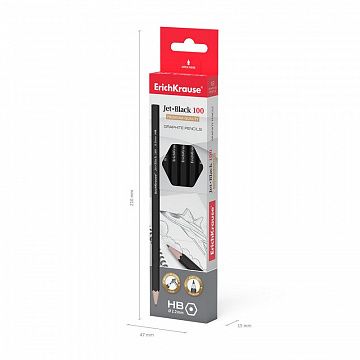 Карандаш чернографитный  ErichKrause Jet Black 100 HB шестигранный