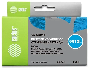 Картридж струйный Cactus CS-CN046 №951XL, 26мл, голубой