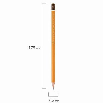 Карандаш чернографитный KOH-I-NOOR 1500, 1 шт., HB, корпус желтый, заточенный, 15000HB01170RU