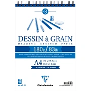 Скетчбук 30л., А4 Clairefontaine 'Dessin a grain', на гребне, мелкозернистая, 180г/м2