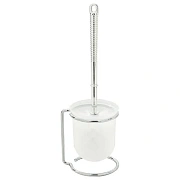 Ершик для унитаза с подставкой, маталл + пластик, хромированный, LAIMA, 607426