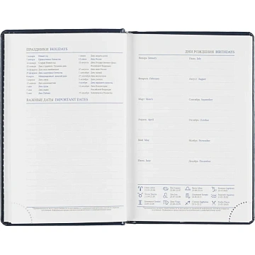 Ежедневник датированный 2026, синий,А6, 100х150 мм,336 стр,Agenda