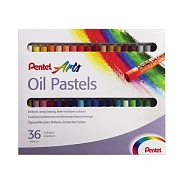 Пастель масляная художественная PENTEL 'Oil Pastels', 36 цветов, круглое сечение, картонная упаковка