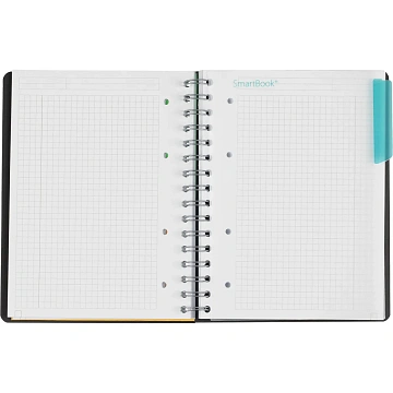 Бизнес-тетрадь SMARTBOOK А5 120л. клетка,спир,микроп,разд,карм,сер-бирюз