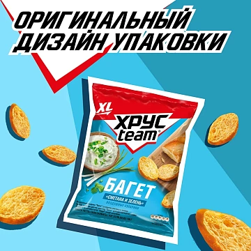 Сухарики Хрусteam багет сметана-зелень, 100г